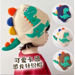 礼赠 一一儿童帽子秋冬，针织毛线帽，霸王龙-米色均码，我们给...